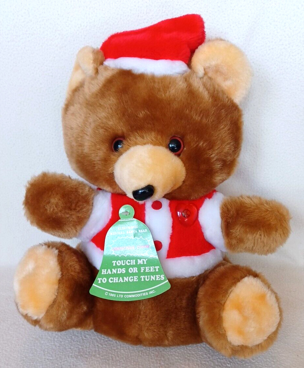 Vtg 1985 Ltd Commodities Electronic Musical Christmas Bear Light Up Heart WORKS